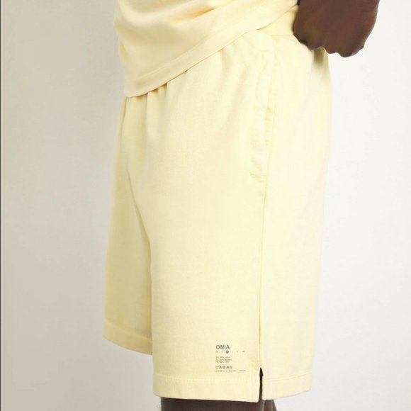 Onia Garment Dyed Terry Shorts in Yellow Cream Size XL - Picture 1 of 10